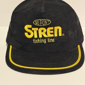 DUPONT STREN Corduroy Vintage 60s 70s Black Embroidered Hat Cap